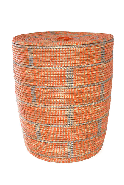 Set of Three Orange and Silver Brickwork Nesting Hamper Baskets