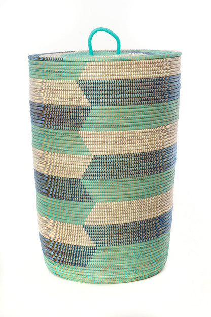 Set of Three Blue Sahara Hamper Baskets