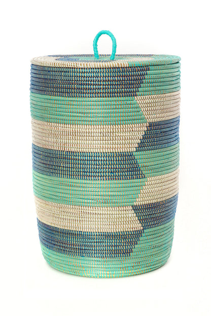 Set of Three Blue Sahara Hamper Baskets
