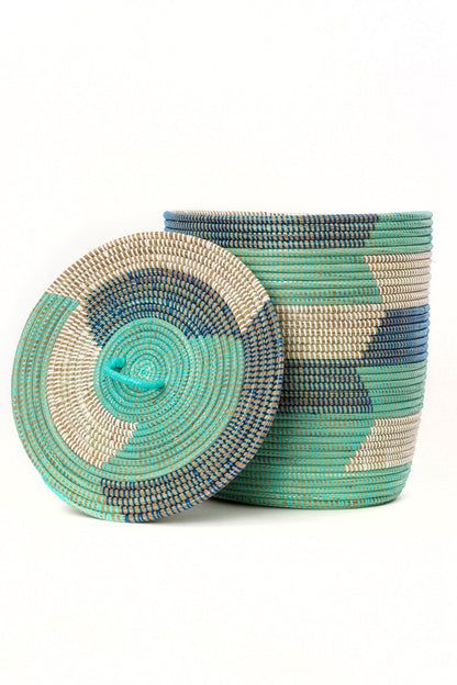 Set of Three Blue Sahara Hamper Baskets