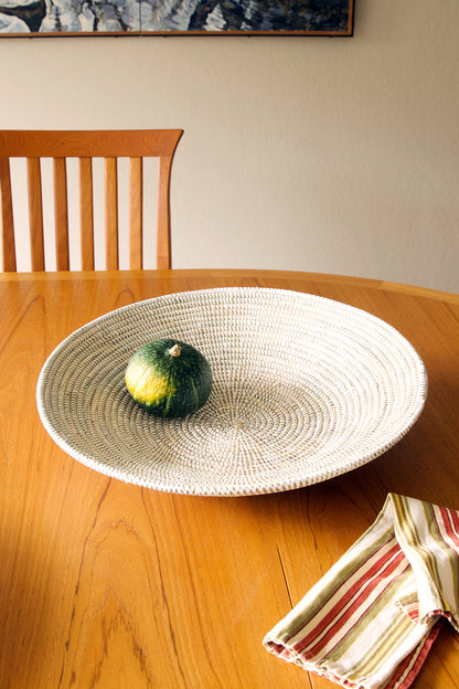 20" Solid White Grain Basket from Senegal