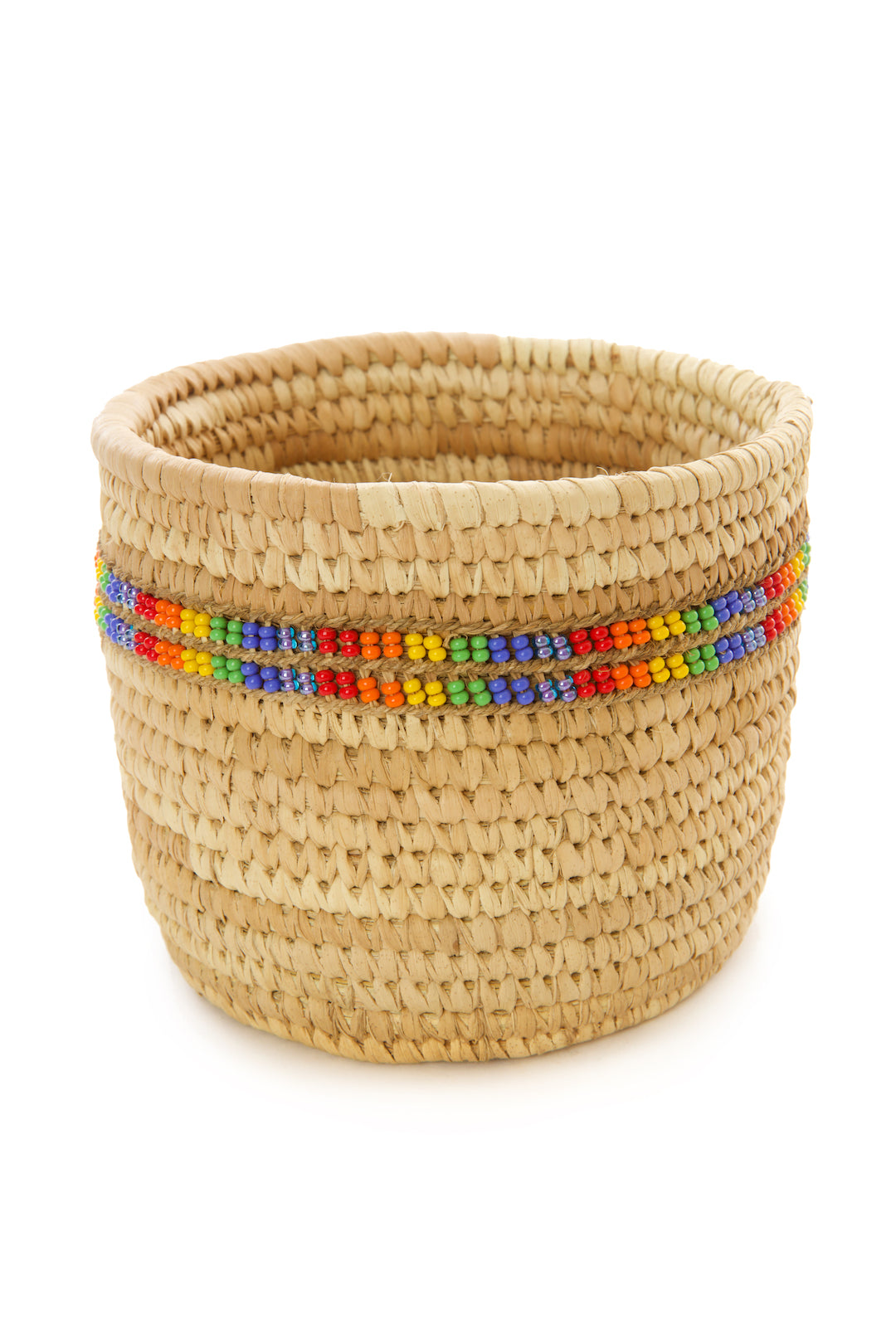 Ngurunit Nomadic Camel Milking Baskets with Rainbow Beaded Stripes