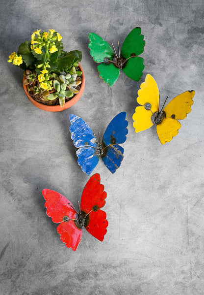 SET OF 4 Recycled Metal Butterfly Wall Art Sculptures
